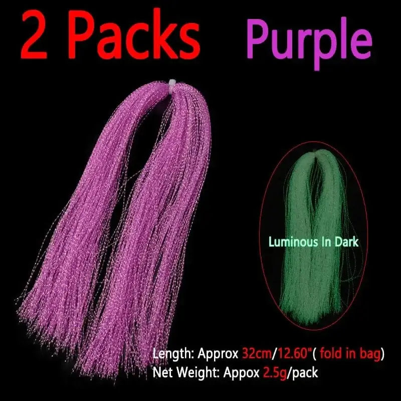 China China 2packs Purple Bimoo 2packs Luminous Twisted Flashabou Holographic Tinsel Crystal Flash Strands For Jig Hook Lure Sabiki Rig Making Material