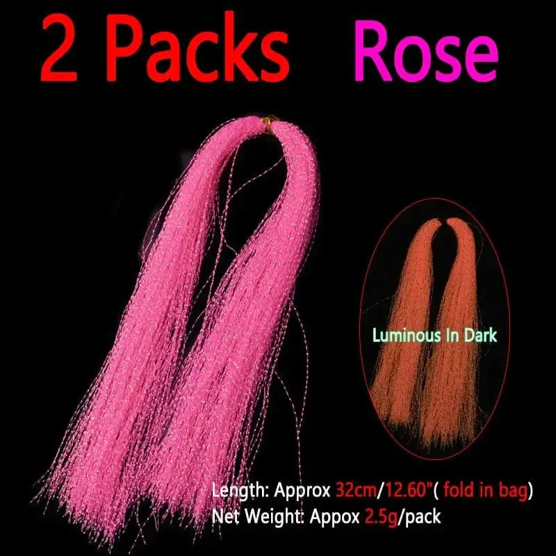 China China 2packs Rose Bimoo 2packs Luminous Twisted Flashabou Holographic Tinsel Crystal Flash Strands For Jig Hook Lure Sabiki Rig Making Material