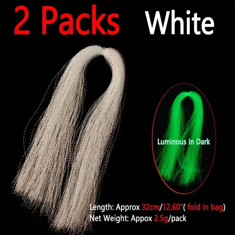 China China 2packs White Bimoo 2packs Luminous Twisted Flashabou Holographic Tinsel Crystal Flash Strands For Jig Hook Lure Sabiki Rig Making Material