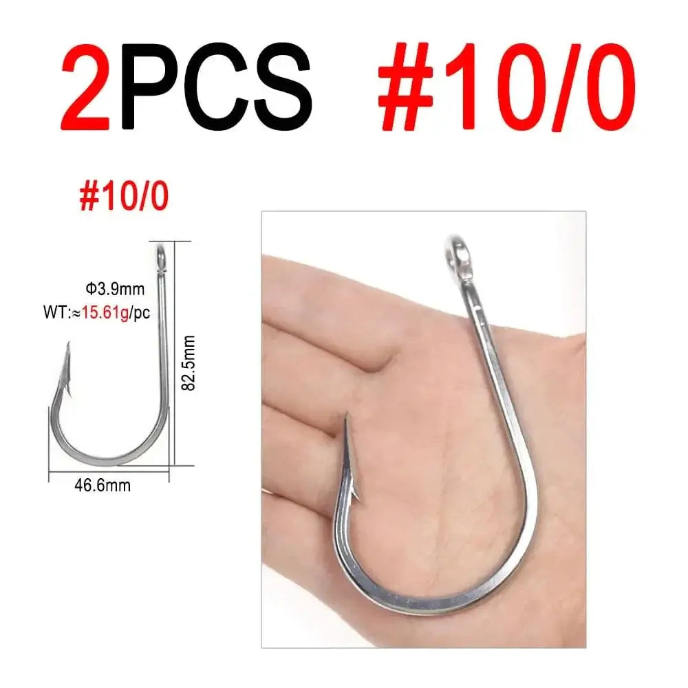 China China 2pcs 10I0 Bimoo 5/0 ~13/0 Stainless Steel Saltwater Fishing Hook Heavy Duty Hook For Big Game Fishing Chunking Jigging Tuna Shark Fishing