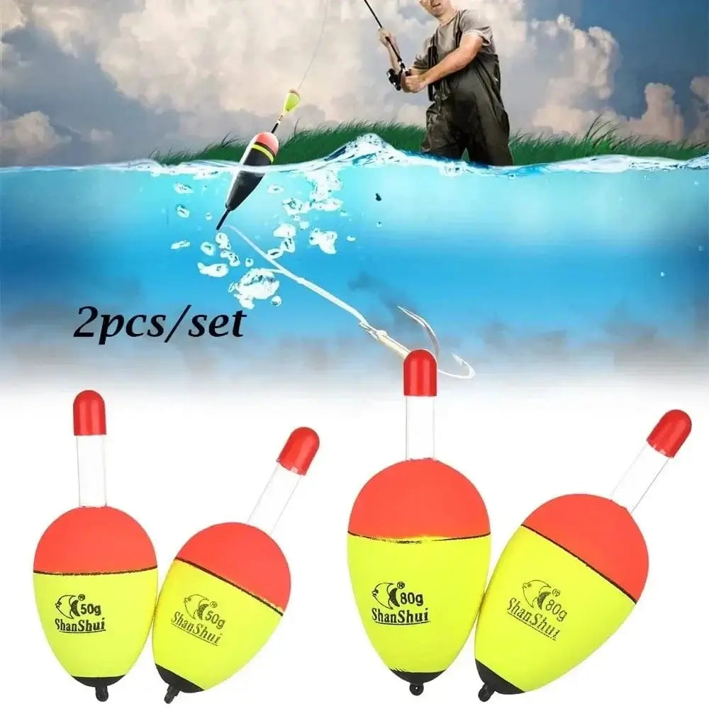 China China 2pcs 5/8/10/15/20/30/40/50/60g EVA Luminous Fishing Night Float Light Stick Foam Plastic Bobber Sea Rock Fishing Striking Floats