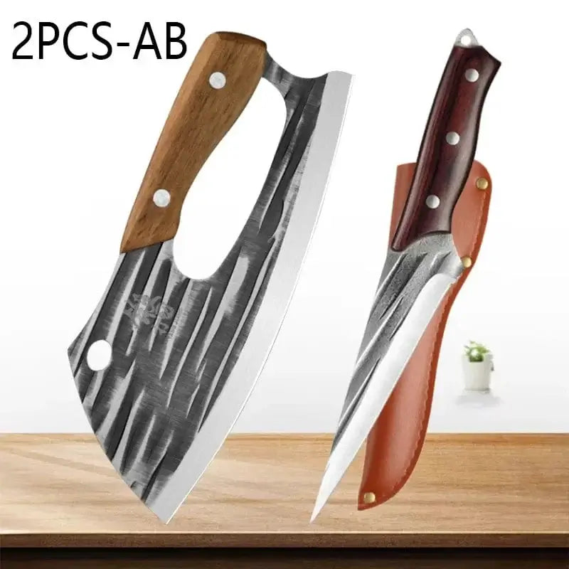 China China 2PCS-AB WXCOO Forged Boning Knife Professional Butcher Knives Sharp Meat Cleaver Carving Knife Stainless Steel Kitchen Knives Tools