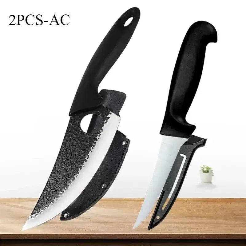 China China 2PCS-AC WXCOO Professional Japanese Chef's Knife Multi-purpose Kitchen Knives Stainless Steel Boning Knife Meat Cleaver Slicing Knife