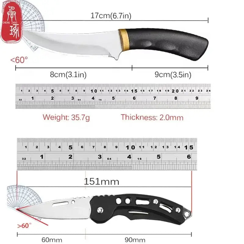 China China 2PCS Boning Knife Set Kitchen Butcher Knife with Folding Fruit Knife Meat Cleaver Cooking BBQ Chef Knife Kitchen Accessories