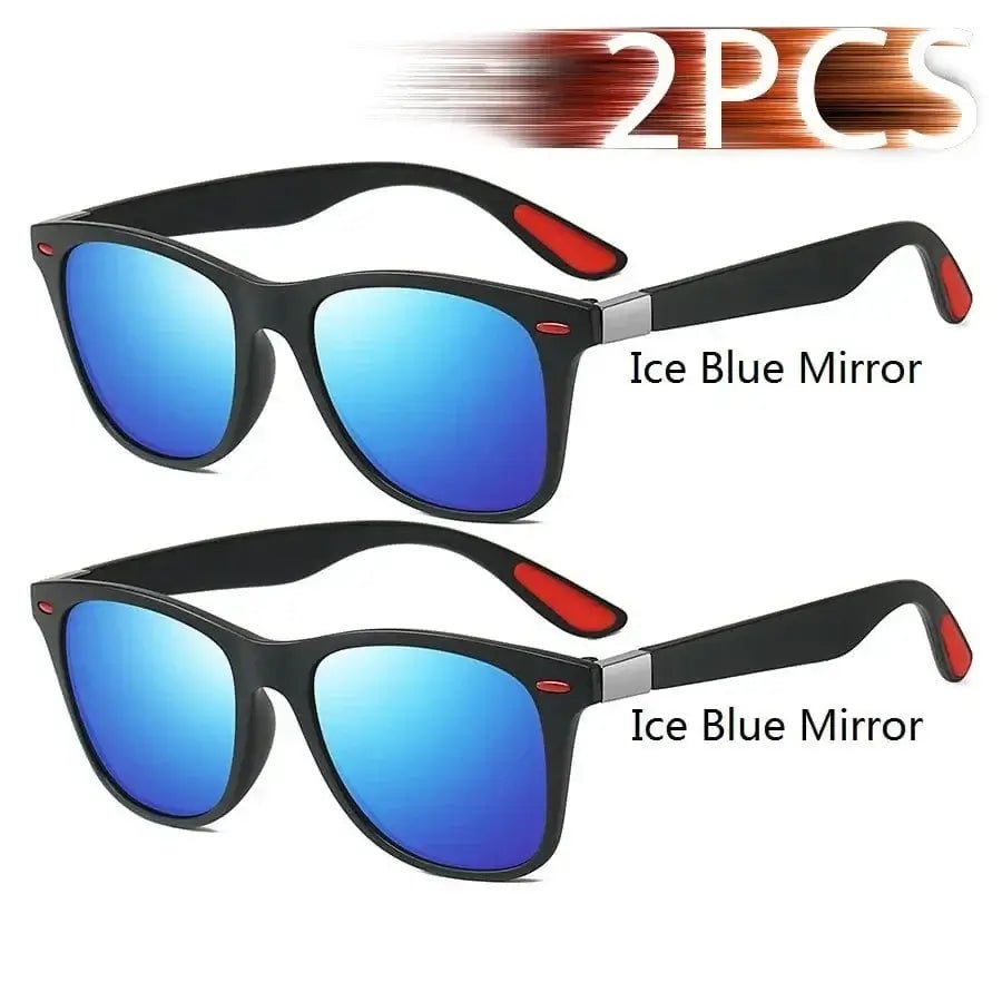 China China 2PCS IceBlue Fashion Vintage Square Unisex Driving Fishing Sunglasses Men Women Luxury Brand Designer Sun Glasses Anti-Glare Eyewear UV400