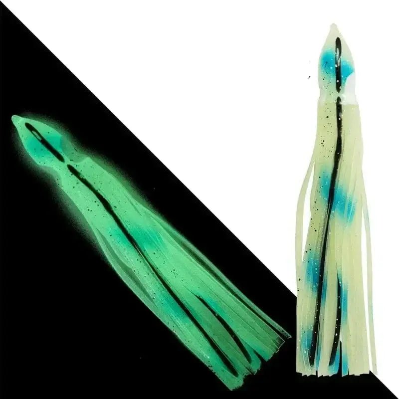 China China 3 / 115mm 5pcs 5-pieces Luminous Squid Skirts Soft Lure 5cm/9cm/11cm Artificial Bait Lures Octopus Wobblers Tuna Kingfish Sailfish Marlin Baits