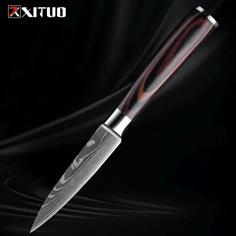 China China 3.5 Inch Fruit Knife XITUO Kitchen Knife Set 1-9PCS,7Cr17Mov Stainless Steel Sharp Chef Knife Santoku Knife Fruit knife Ergonomic Pakkawood Handle