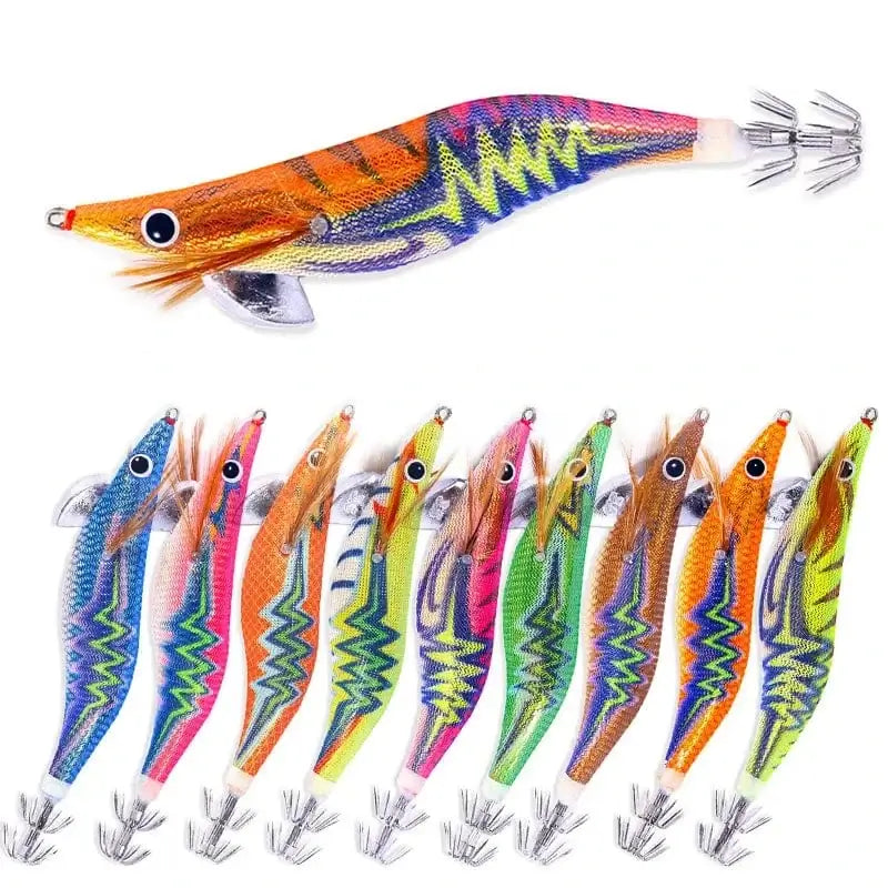 China China 3.5 Pesca Squid Jigging Lure Wood Shrimp Jig Hook Artificial Bait 14Cm-18G Octopus Cuttlefish Fishing Tackle with Rattling
