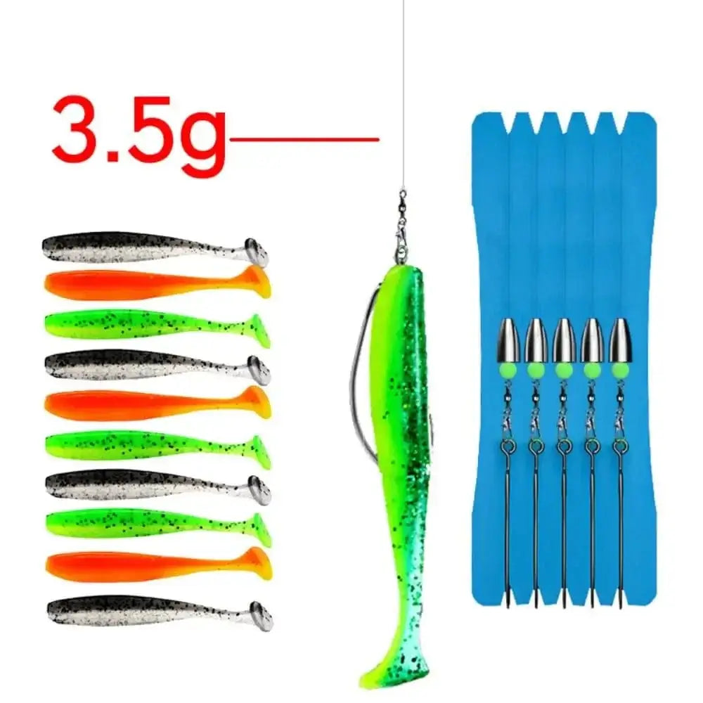 China China 3.5g Jig head 5 Set with 10PCS Soft Lure Texas Rig Fishing Tackle Hooks VIB Spoon Bait ZURYP Texas Rig Kit Binded Hooks Fishing Hook
