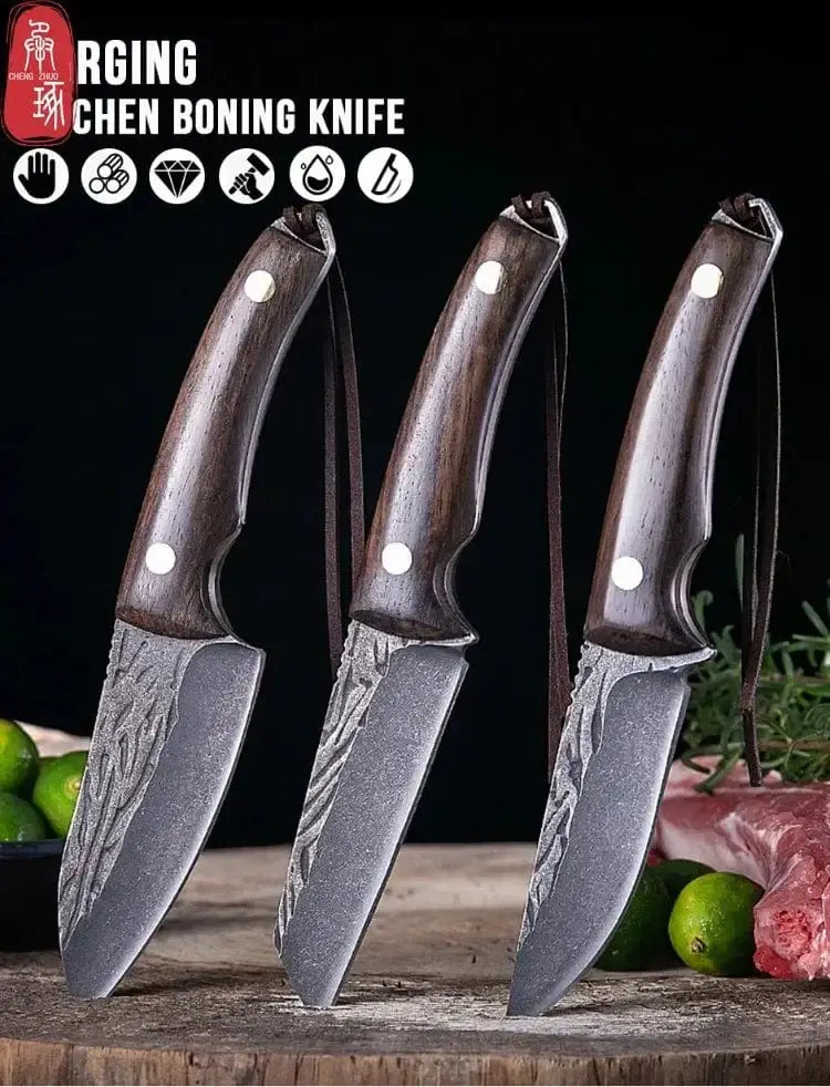 China China 3.5inch Kitchen Knife Full Tang Thickened Knife High Carbon Steel Forged Butcher Knives Meat Cleaver Boning Knife Wooden Handle