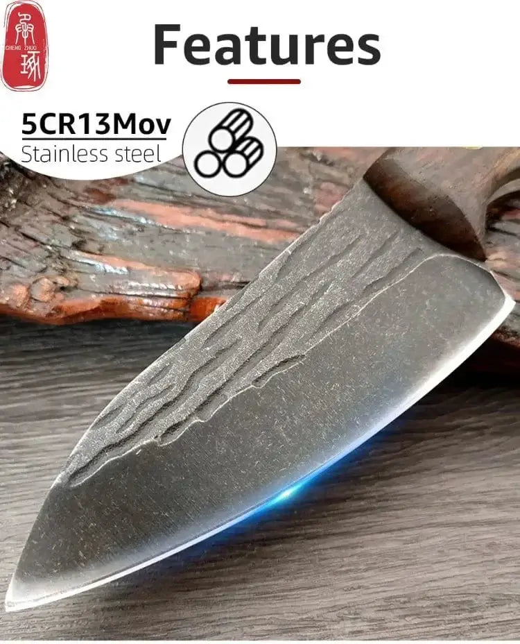 China China 3.5inch Kitchen Knife Full Tang Thickened Knife High Carbon Steel Forged Butcher Knives Meat Cleaver Boning Knife Wooden Handle