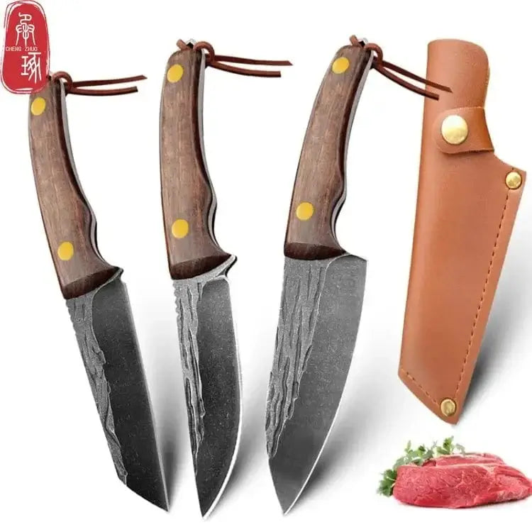China China 3.5inch Kitchen Knife Full Tang Thickened Knife High Carbon Steel Forged Butcher Knives Meat Cleaver Boning Knife Wooden Handle