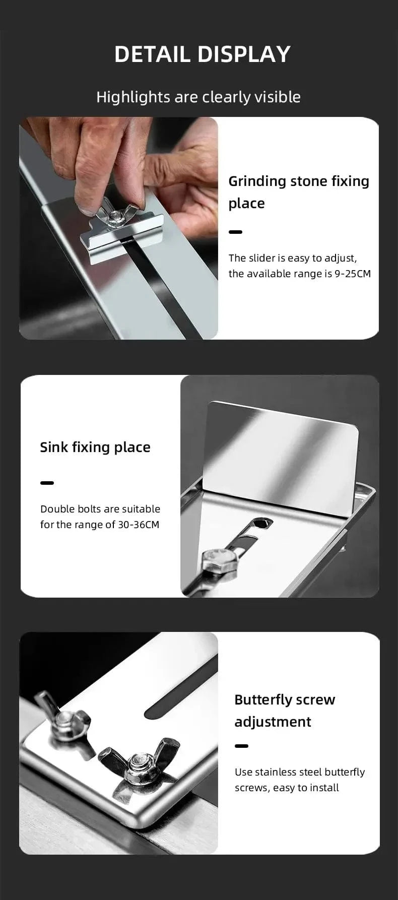China China 30-45cm Sink Bracket Sharpening Stone Holder Base Adjustable Knife Sharpener Metal Whetstone Grinder Kitchen Wet Chisel Pedestal