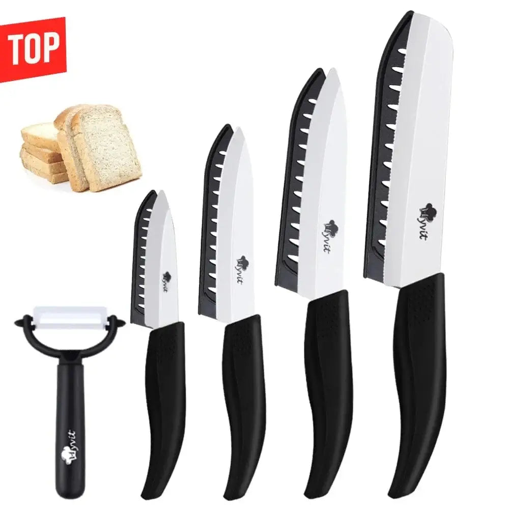 China China 3456inch Bread BK / CHINA Kitchen Ceramic Knife Set 3 4 5 6 Inch Chef Knives with Sheaths White Zirconia Blade Sharp Rustproof Baby Food Vegetable Cooking