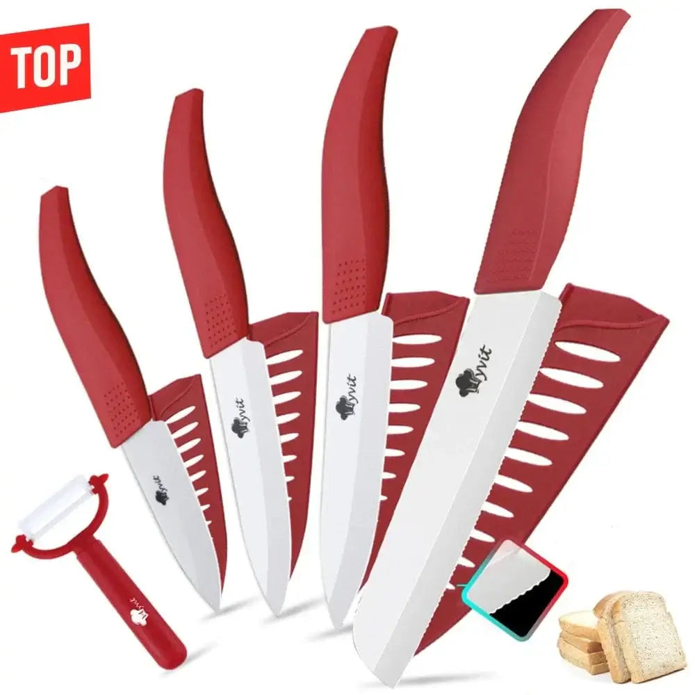 China China 3456inch Bread RD / CHINA Kitchen Ceramic Knife Set 3 4 5 6 Inch Chef Knives with Sheaths White Zirconia Blade Sharp Rustproof Baby Food Vegetable Cooking