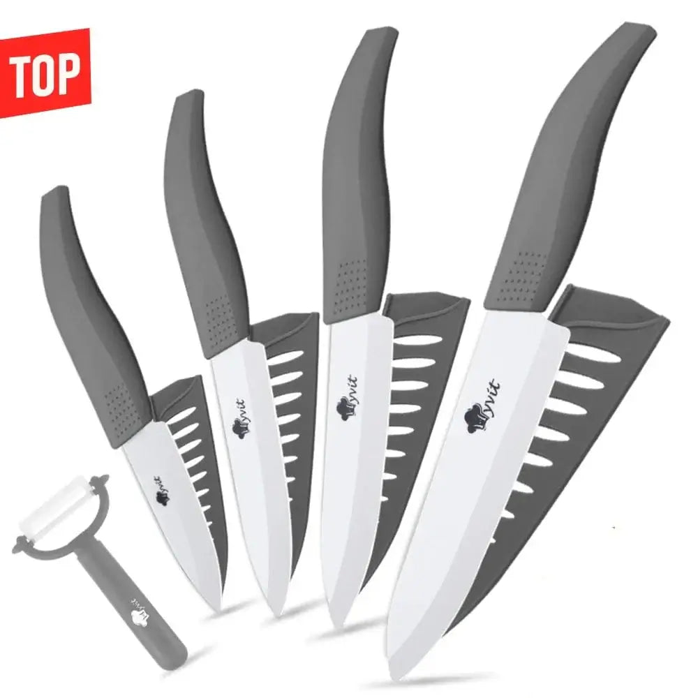China China 3456inch Gray / CHINA Kitchen Ceramic Knife Set 3 4 5 6 Inch Chef Knives with Sheaths White Zirconia Blade Sharp Rustproof Baby Food Vegetable Cooking