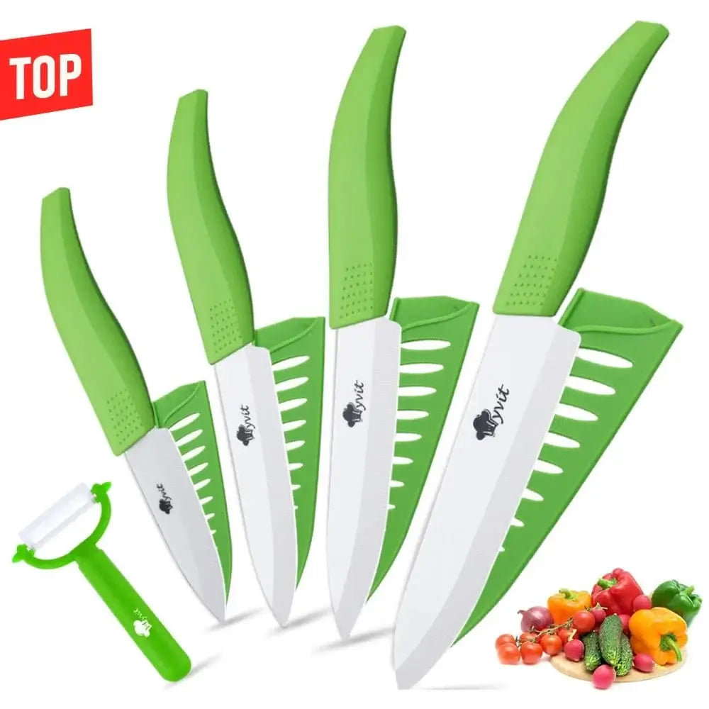 China China 3456inch Green / CHINA Kitchen Ceramic Knife Set 3 4 5 6 Inch Chef Knives with Sheaths White Zirconia Blade Sharp Rustproof Baby Food Vegetable Cooking
