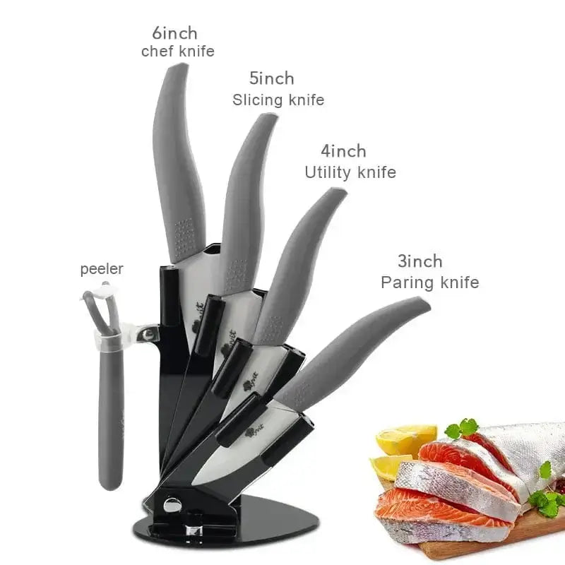 China China 3456inch Holder GY / CHINA Kitchen Ceramic Knife Set 3 4 5 6 Inch Chef Knives with Sheaths White Zirconia Blade Sharp Rustproof Baby Food Vegetable Cooking