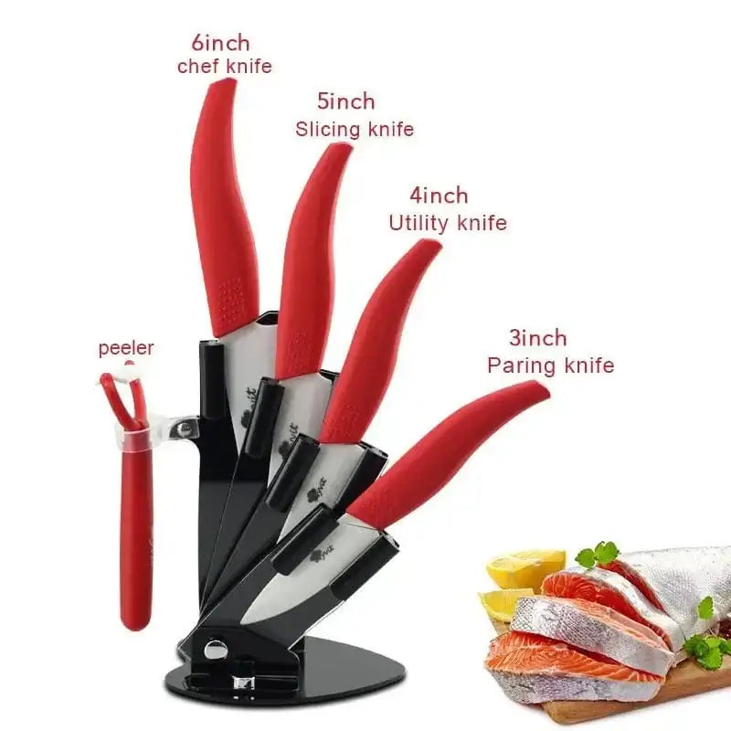 China China 3456inch Holder RD / CHINA Kitchen Ceramic Knife Set 3 4 5 6 Inch Chef Knives with Sheaths White Zirconia Blade Sharp Rustproof Baby Food Vegetable Cooking