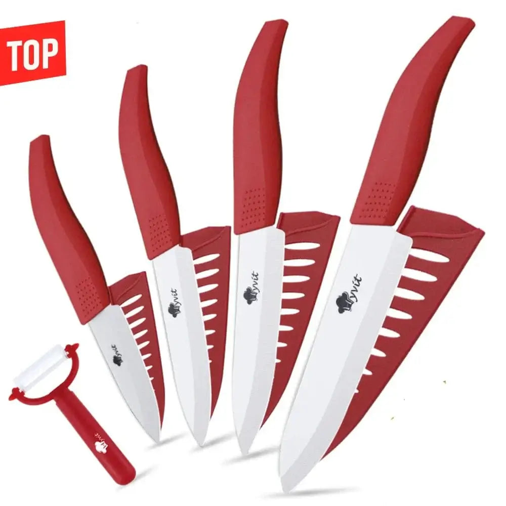 China China 3456inch Red / CHINA Kitchen Ceramic Knife Set 3 4 5 6 Inch Chef Knives with Sheaths White Zirconia Blade Sharp Rustproof Baby Food Vegetable Cooking