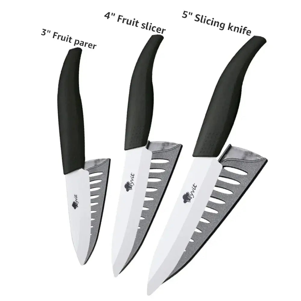 China China 345inch 1 / CHINA Kitchen Ceramic Knife Set 3 4 5 6 Inch Chef Knives with Sheaths White Zirconia Blade Sharp Rustproof Baby Food Vegetable Cooking