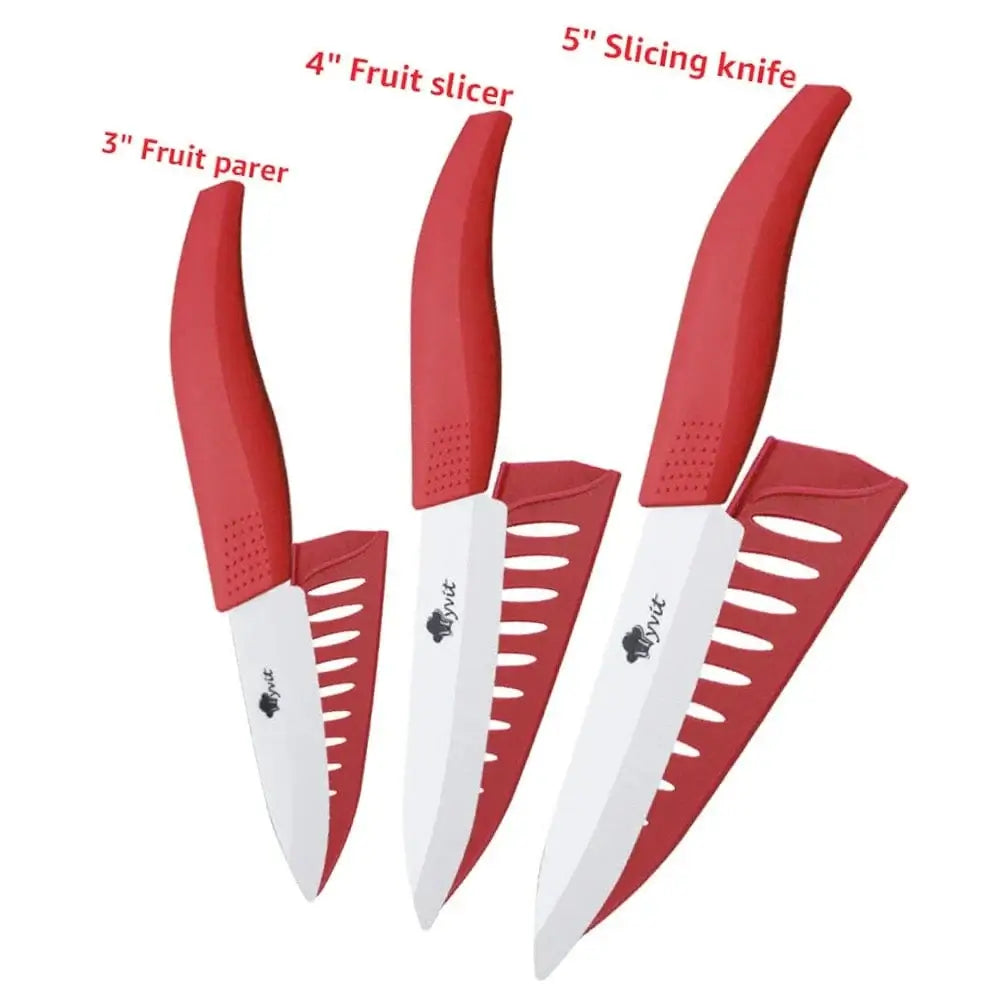 China China 345inch 2 / CHINA Kitchen Ceramic Knife Set 3 4 5 6 Inch Chef Knives with Sheaths White Zirconia Blade Sharp Rustproof Baby Food Vegetable Cooking