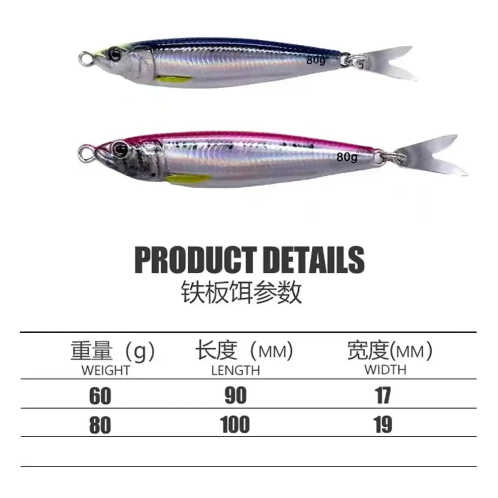 China China 3D Metal Jig Shore Jigging 40G60G80G Saltwater Fishing Lure Drag Cast Hard Bait Bass Spoon Bait Trout Lures For Tuna Mahi Marlin