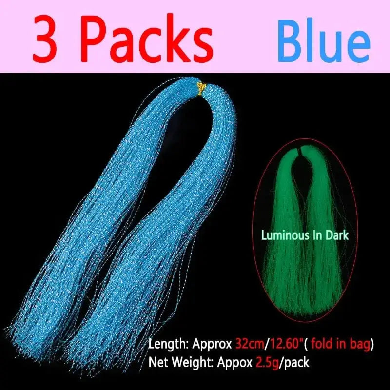 China China 3packs Blue Bimoo 2packs Luminous Twisted Flashabou Holographic Tinsel Crystal Flash Strands For Jig Hook Lure Sabiki Rig Making Material