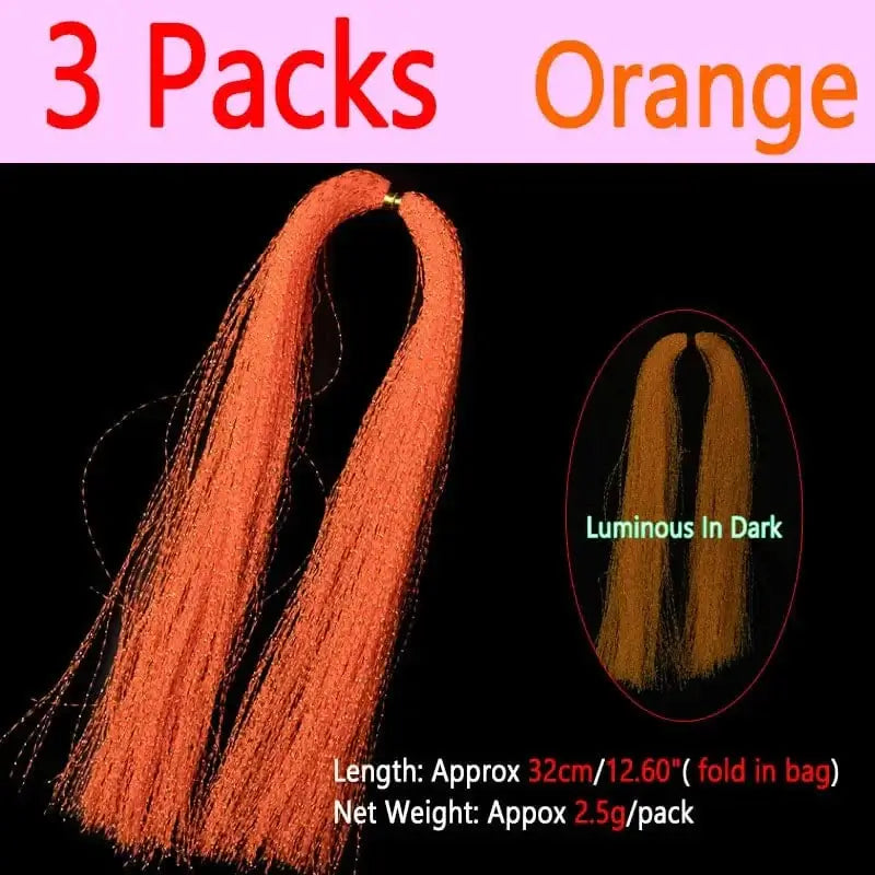 China China 3packs Orange Bimoo 2packs Luminous Twisted Flashabou Holographic Tinsel Crystal Flash Strands For Jig Hook Lure Sabiki Rig Making Material