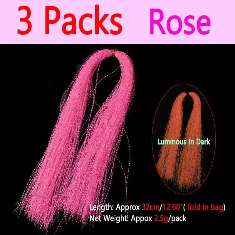 China China 3packs Rose Bimoo 2packs Luminous Twisted Flashabou Holographic Tinsel Crystal Flash Strands For Jig Hook Lure Sabiki Rig Making Material