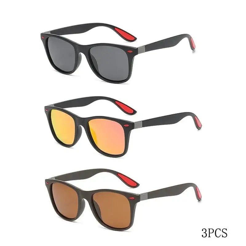 China China 3pcs Black Red Brown Fashion Classic Polarized Men And Women Square Sunglasses Anti Glare Goggles Travel Fishing Riding Glasses Uv400