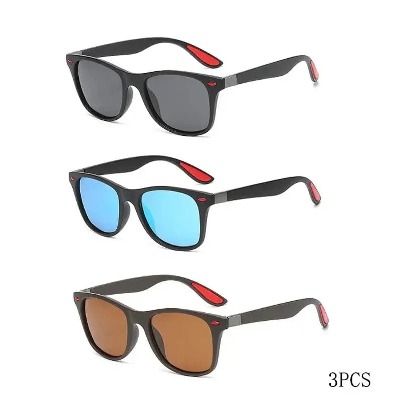 China China 3pcs BlackBlueBrown Fashion Classic Polarized Men And Women Square Sunglasses Anti Glare Goggles Travel Fishing Riding Glasses Uv400