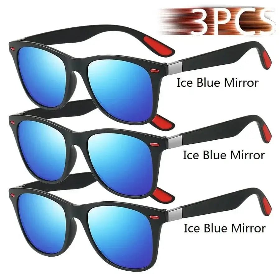 China China 3PCS IceBlue Fashion Vintage Square Unisex Driving Fishing Sunglasses Men Women Luxury Brand Designer Sun Glasses Anti-Glare Eyewear UV400