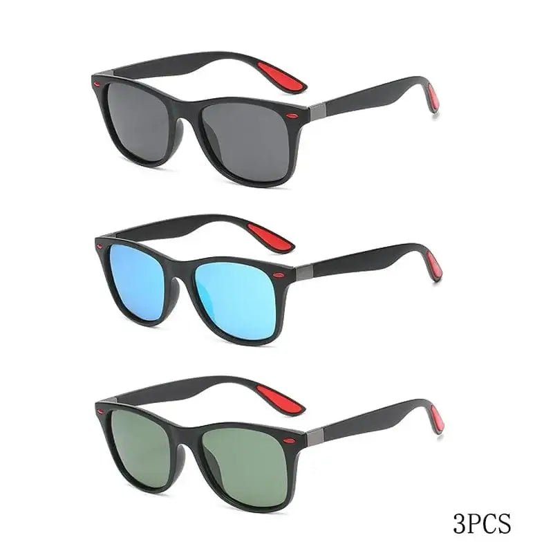 China China 3pcsBlackBlueGreen Fashion Classic Polarized Men And Women Square Sunglasses Anti Glare Goggles Travel Fishing Riding Glasses Uv400