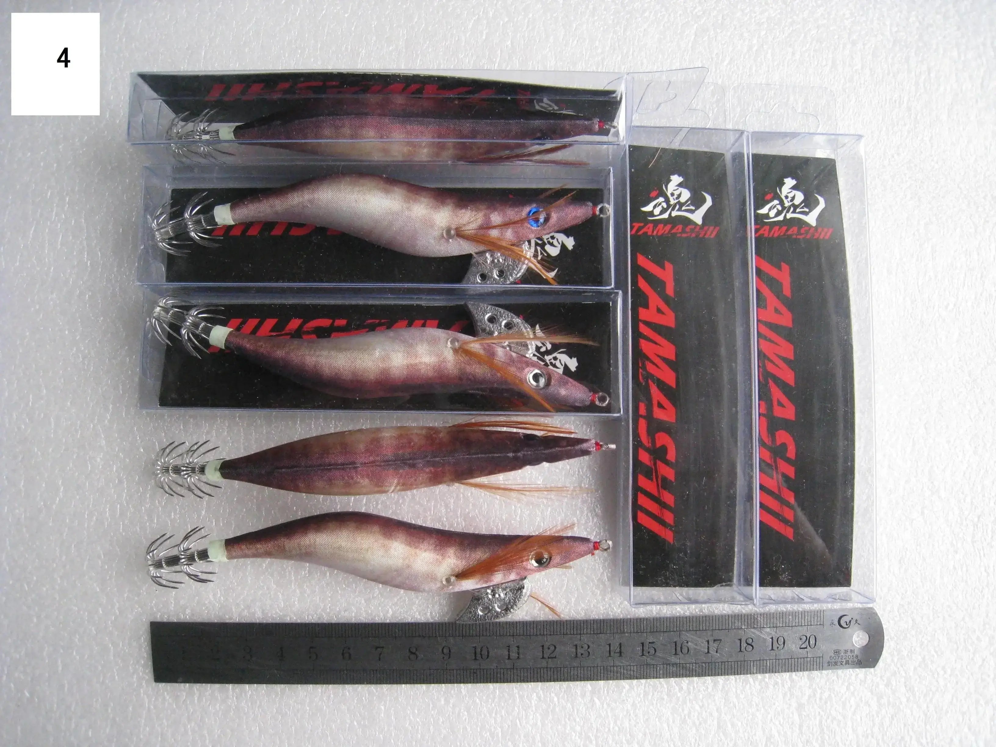 China China 4 / 2.5 20pcs 3.5# squid jigs (13.5cm 20g)squid hook fishing lure ,jig bait, wood shrimp.fishingtackle .