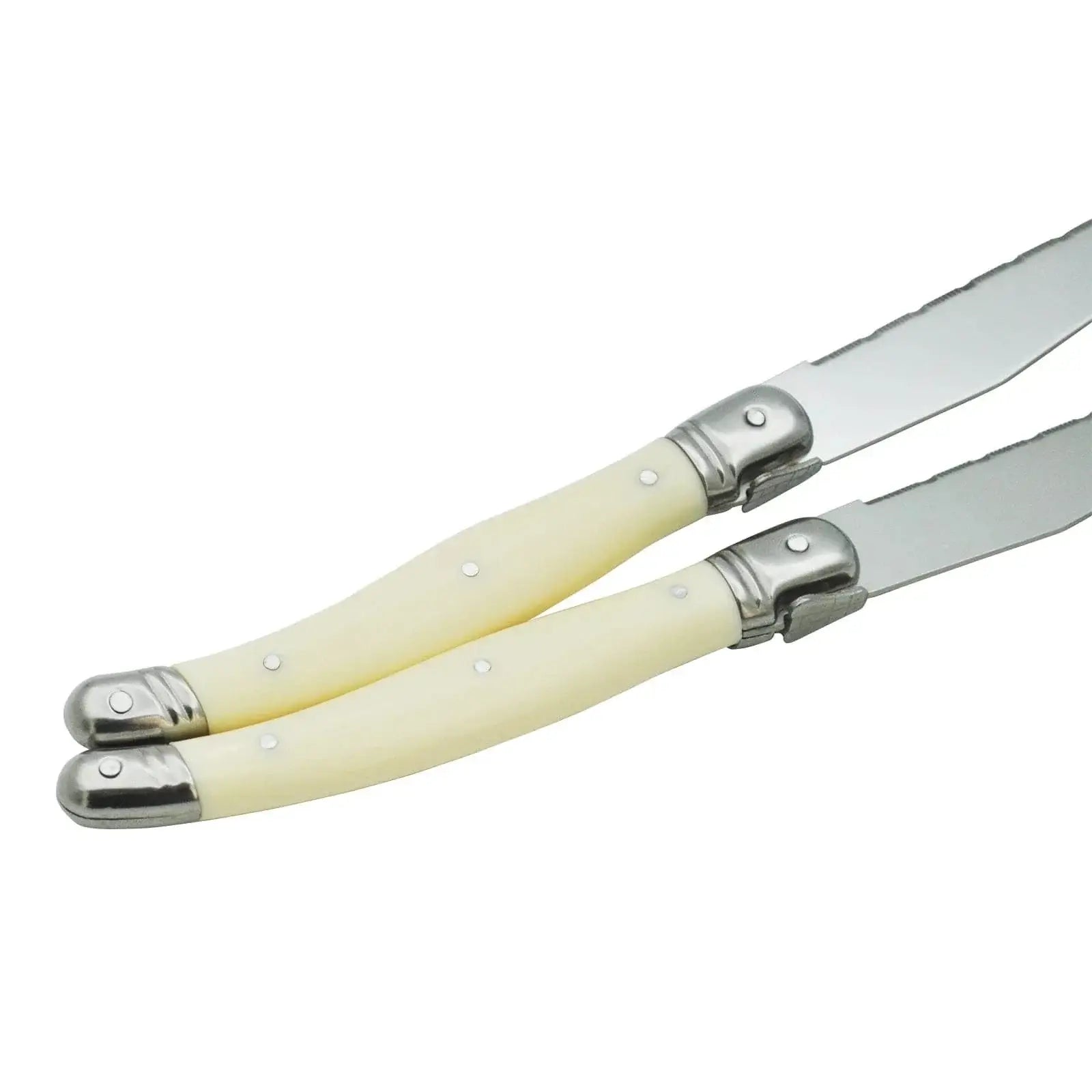 China China 4/6/10/12pcs Laguiole Steak Knife set Pear White Plastic Handle Table Knives 9in 23.5cm Dinner Knifes Household Cutlery Flatware