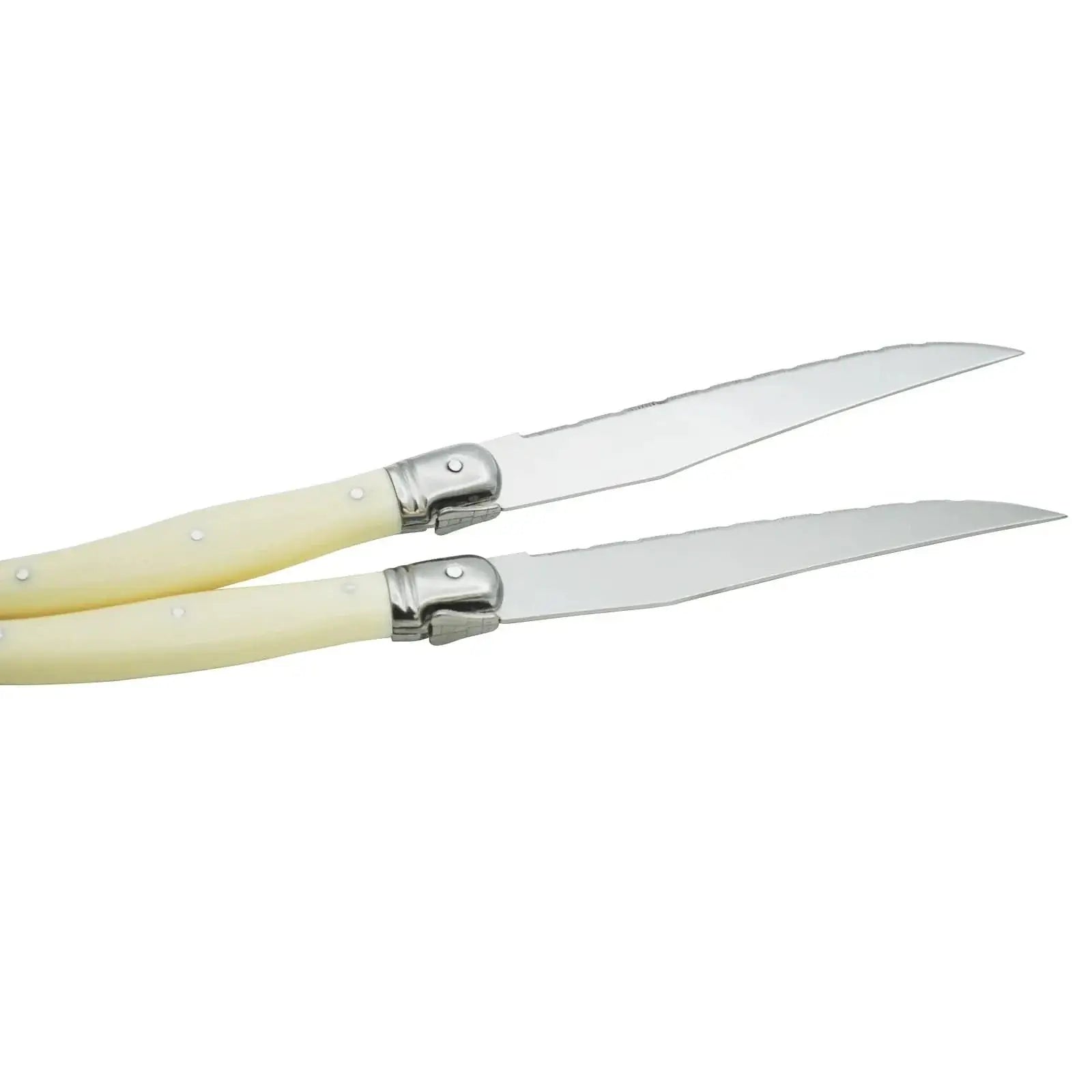 China China 4/6/10/12pcs Laguiole Steak Knife set Pear White Plastic Handle Table Knives 9in 23.5cm Dinner Knifes Household Cutlery Flatware