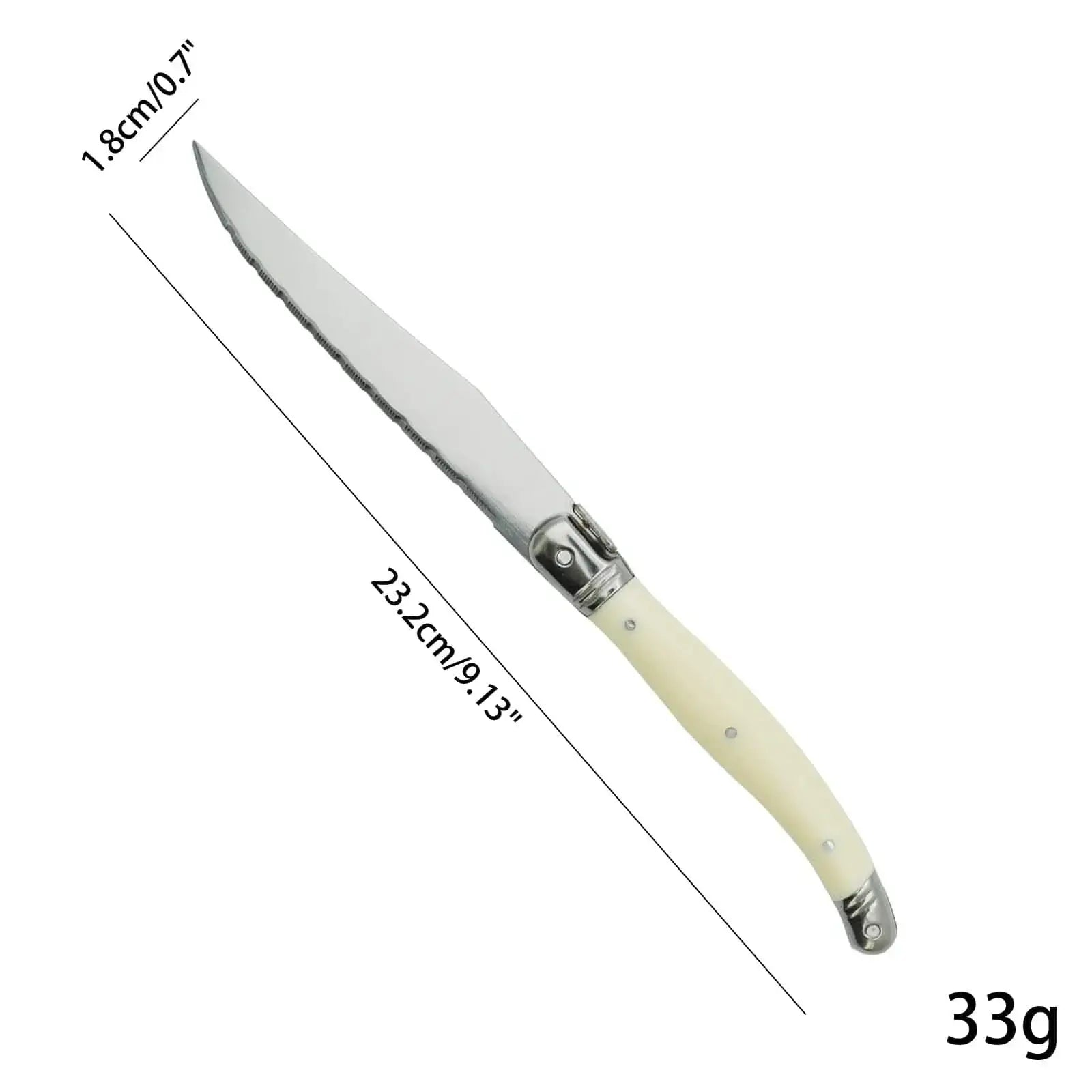 China China 4/6/10/12pcs Laguiole Steak Knife set Pear White Plastic Handle Table Knives 9in 23.5cm Dinner Knifes Household Cutlery Flatware