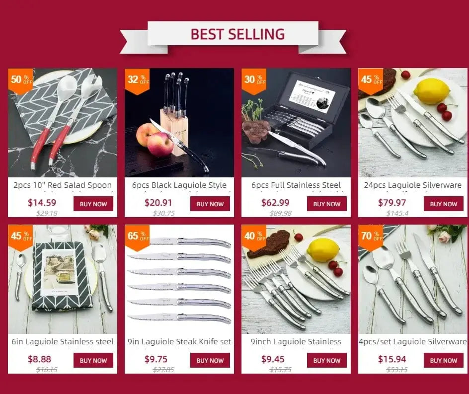 China China 4/6/10/12pcs Laguiole Steak Knife set Pear White Plastic Handle Table Knives 9in 23.5cm Dinner Knifes Household Cutlery Flatware