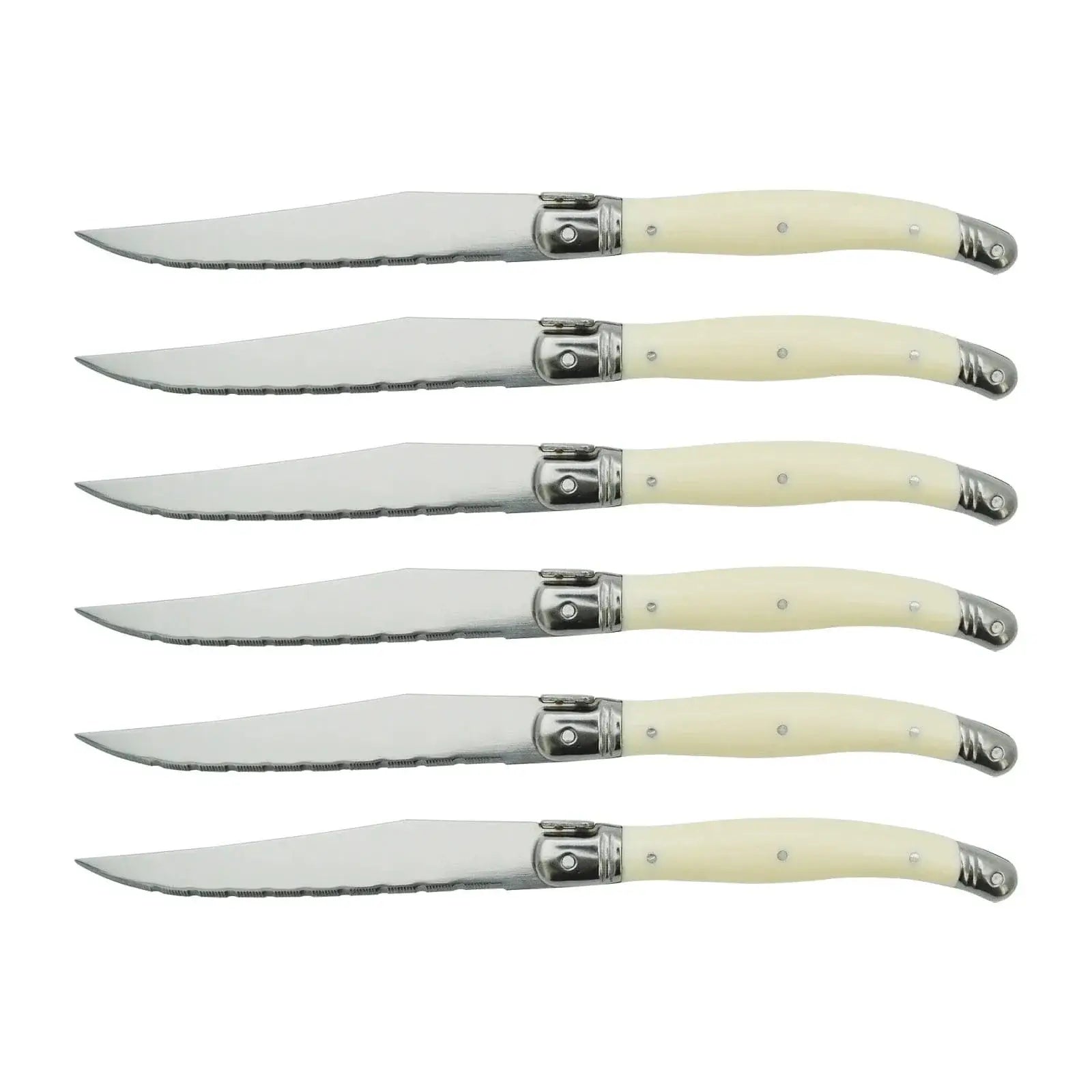 China China 4/6/10/12pcs Laguiole Steak Knife set Pear White Plastic Handle Table Knives 9in 23.5cm Dinner Knifes Household Cutlery Flatware