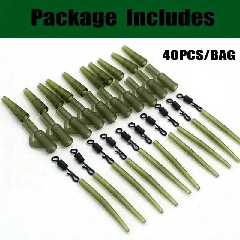 China China 40PCS 40PCS/lot Carp Fishing Accessories Lead Clip Quick Change Swivel Tail Rubber Anti Tangle Sleeves for Carp Rigs Fishing Tackle