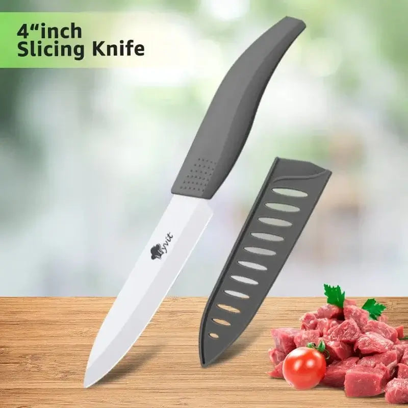 China China 4inch Gray Ceramic Knife 6 5 4 3 inch Kitchen Chef Knives RustProof White Blade Utility Slicing Paring Fruit Vegetable Cooking Cutter Tool