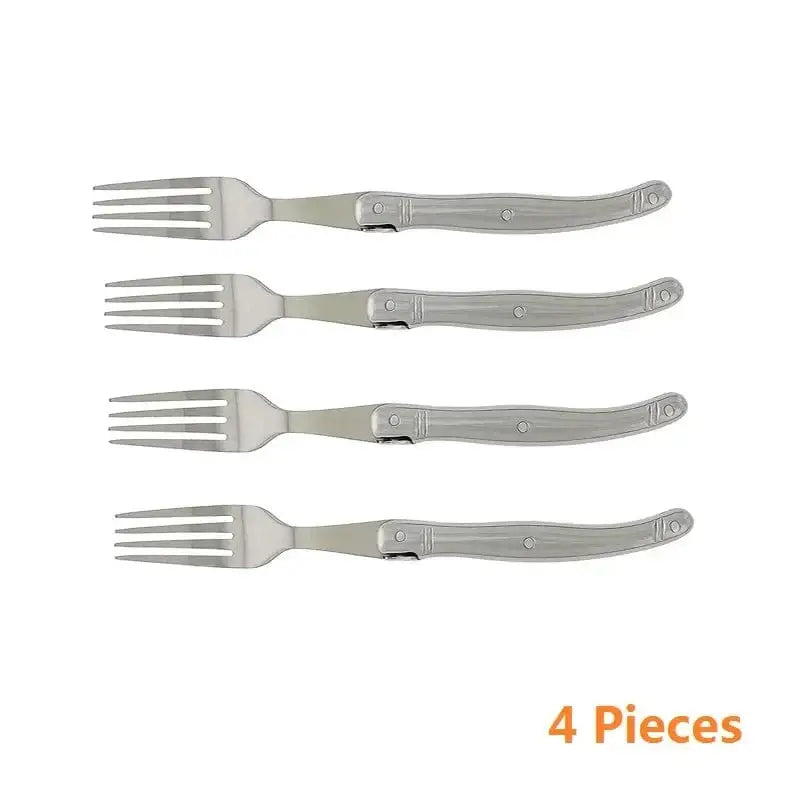 China China 4pcs forks 9" Stainless Steel Laguiole Steak Knife set Dinner Fork Spoon Teaspoon Silver Dinnerware Tableware Restaurant Cutlery 4-12pcs