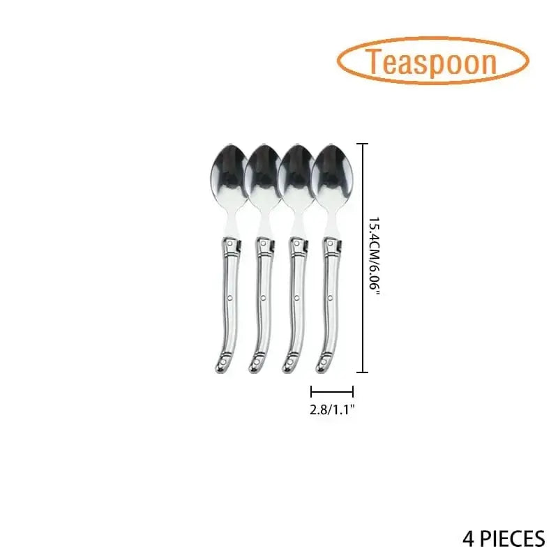 China China 4pcs teaspoon 9" Stainless Steel Laguiole Steak Knife set Dinner Fork Spoon Teaspoon Silver Dinnerware Tableware Restaurant Cutlery 4-12pcs