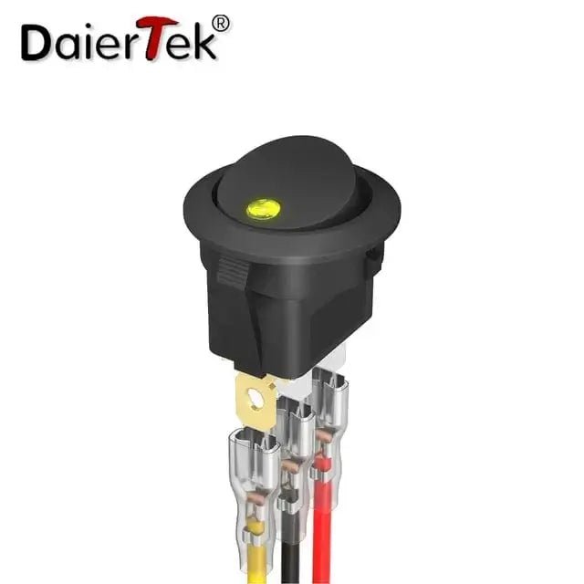 China China 4PCS Yellow DaierTek 4PCS 12V 3 Pin Round Rocker ON/Off LED Light Toggle Switch SPST With Wires for Car Truck Marine Boat Car Accessories