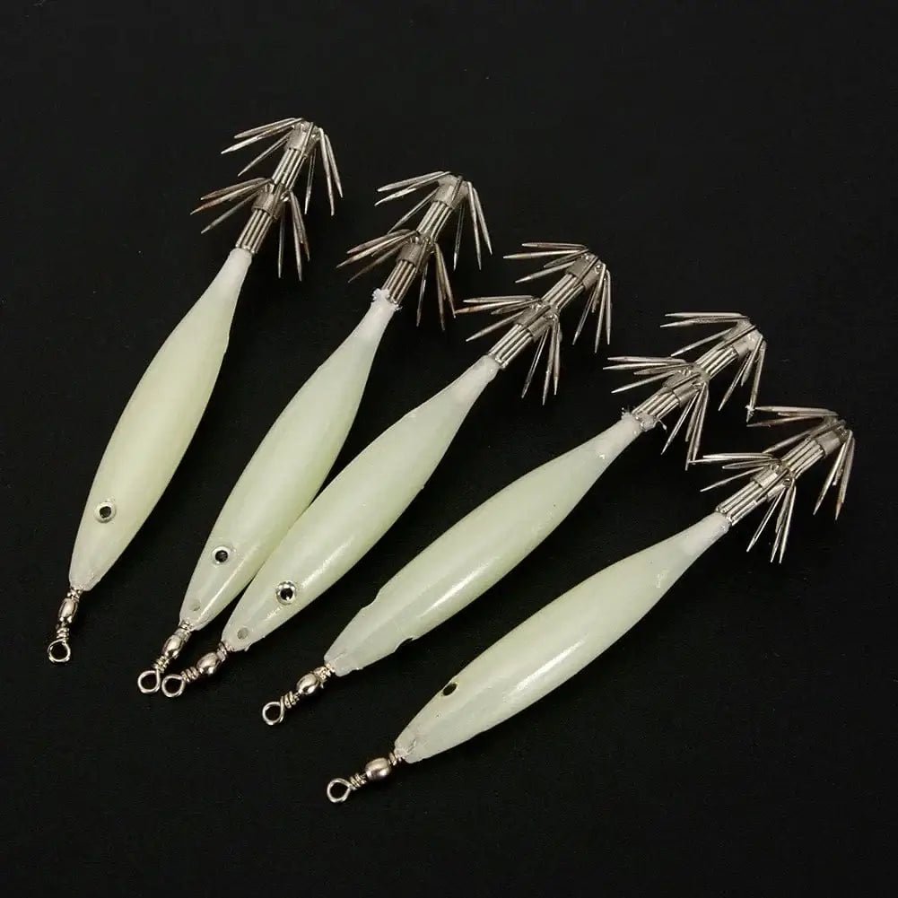 China China 5/10pcs 8cm 4g Luminous Cuttlefish Squid Jig Hook Fishing Lures Octopus Glow Jig Artificial Bait Hard Turlutte Lure Shrimp Bait