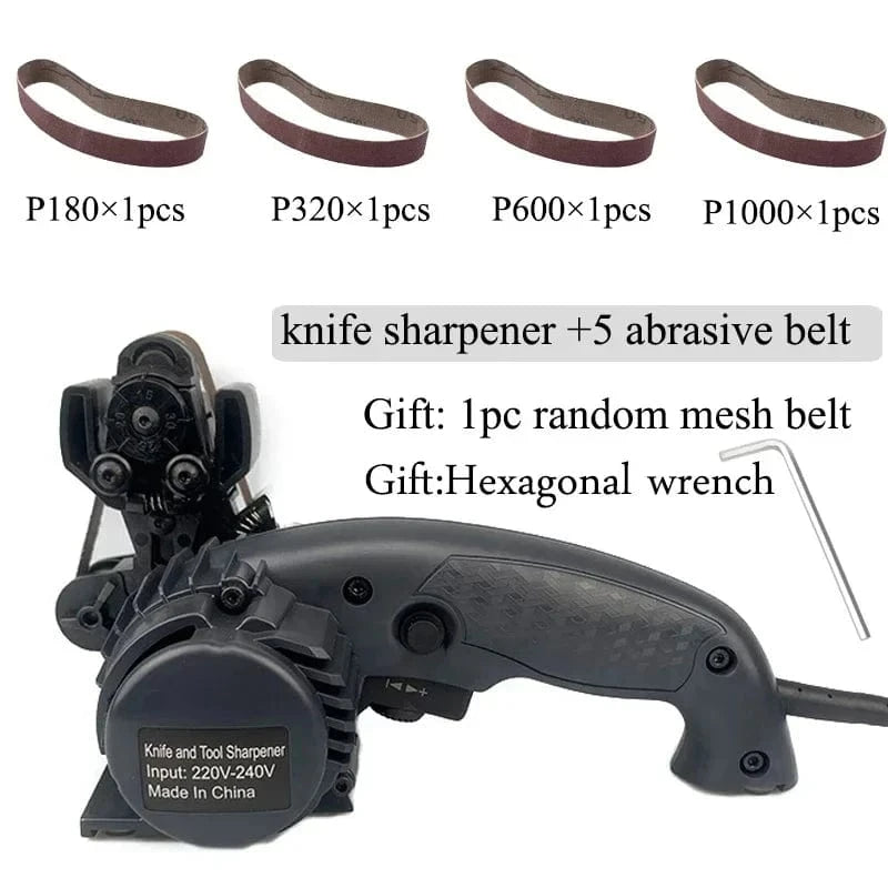 China China 5 belt Sharpener / Australian plug Professional Electric Knife Sharpener Grinder Sand Belts Diamond Bar Sharpening Machine Apex Honing System Carpenter Tools Set