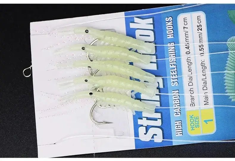 China China 5 Hooks Luminous Soft Shrimp String Hook Fishing Lure Sabiki Bait Rigs Freshwater Saltwater Sabiki Rig Tackle