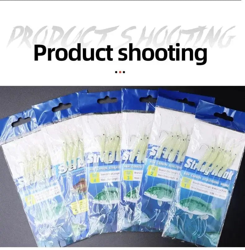 China China 5 Hooks Luminous Soft Shrimp String Hook Fishing Lure Sabiki Bait Rigs Freshwater Saltwater Sabiki Rig Tackle