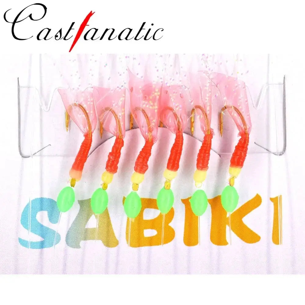 China China 5 Packs Sabiki rigs Bionic Fish Skin Sea Bait Artificial Feather Barbed String Hook with Luminous Beads Fishing tackle Pesca